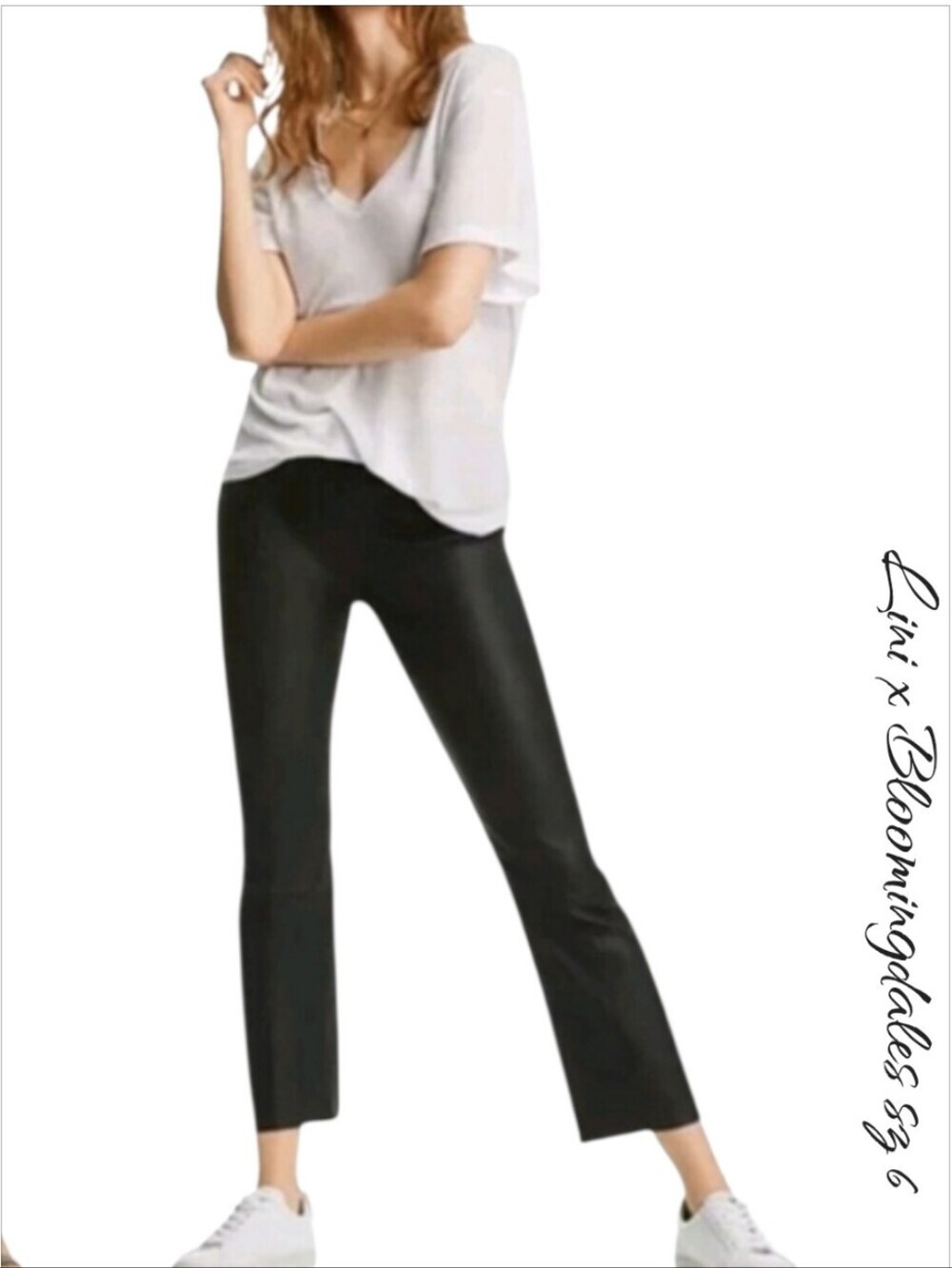 NWT NWT LINI X Bloomingdales Cropped Lamb Leather Bootcut Pants  Sz 6